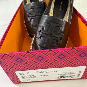 Tory Burch Ines Platform Perfect Black Leather Espadrilles